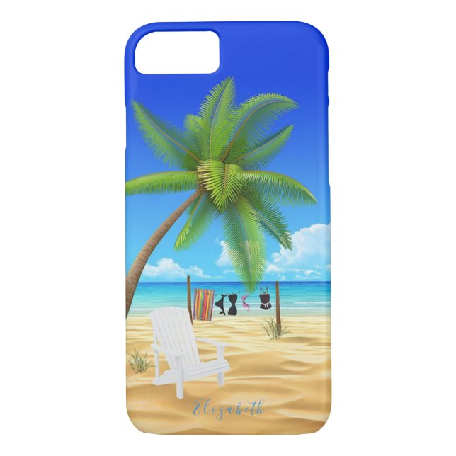 Tropical Sand Beach Scene Personalised Name Case-Mate iPhone Case (Back)