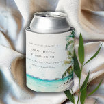 Tropical Sand Beach Watercolor Palm Trees Wedding Can Cooler<br><div class="desc">Tropical Watercolor Palm Trees Theme Collection.- it's an elegant script watercolor Illustration of tropical palm tress on beach perfect for your tropical beachy wedding & parties. It’s very easy to customise,  with your personal details. If you need any other matching product or customisation,  kindly message via Zazzle.</div>