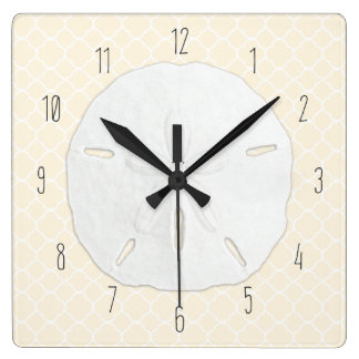 Beach Themed Wall Clocks | Zazzle.co.uk - Tropical Sand Dollar Cream Quatrefoil Wallclocks