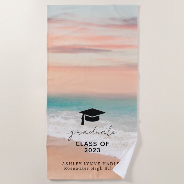 Tropical Sand Ocean Graduate Beach Towel (Front)