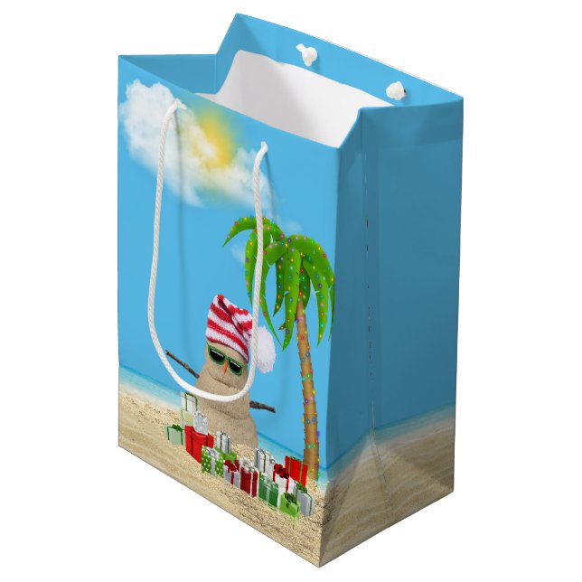 Tropical Sandman With Christmas Gifts Medium Gift Bag (Front Angled)