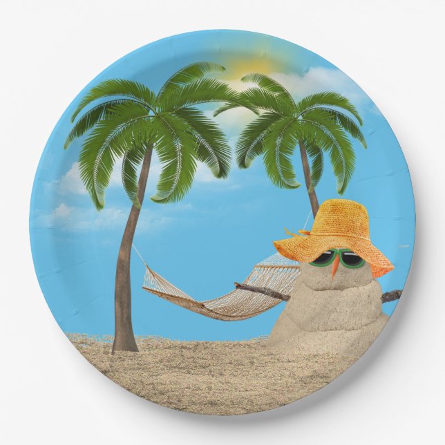Tropical Sandman With Hammock Paper Plate (Front)