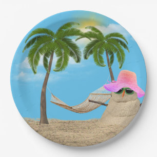 Tropical Sandman With Hammock  Paper Plate