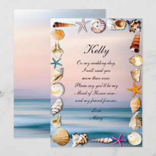 Tropical Sandy Beach And Seashells Maid Of Honour Invitation