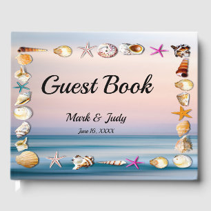Tropical Sandy Beach And Seashells Wedding  Guest Book