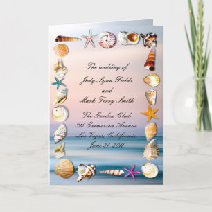 Tropical Sandy Beach And Seashells Wedding Program Thank You Card