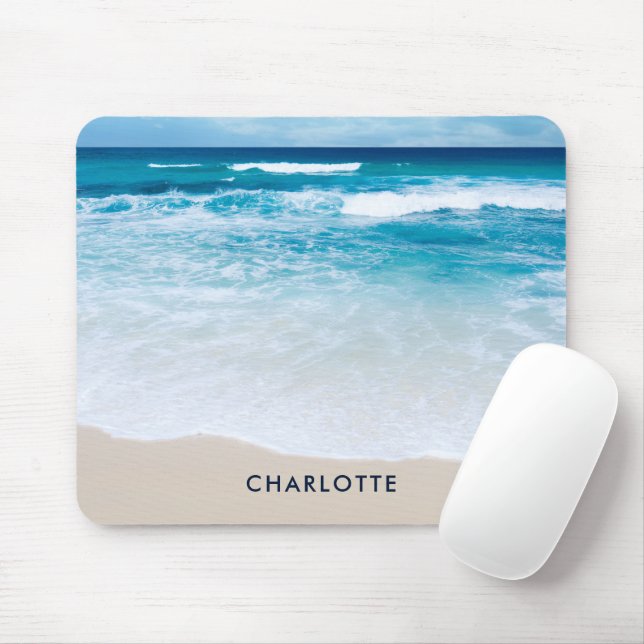 Tropical Sandy Beach Modern Custom Mouse Mat (With Mouse)