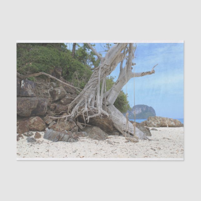 Tropical sandy beach tissue paper (Front)