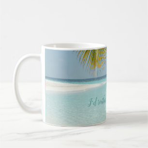 Tropical Sandy Beach Turquoise Typography Palm Coffee Mug