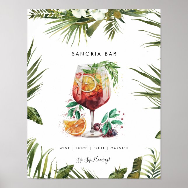 tropical sangria cocktail bar menu sign (Front)
