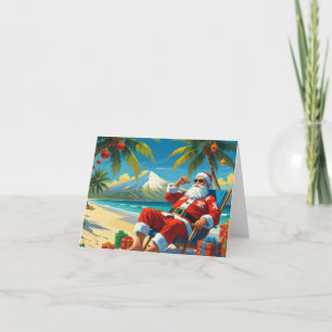 Tropical Santa Beach Christmas Card