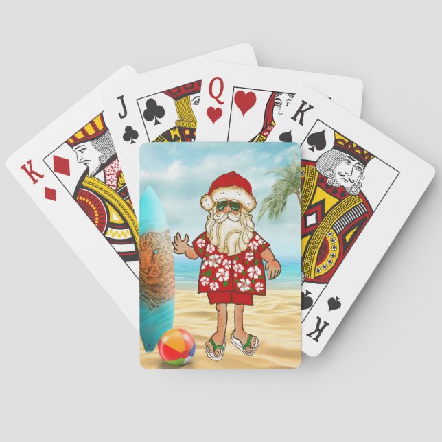 Tropical Santa Beach Playing Cards (Back)