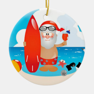 Tropical Santa Ceramic Tree Decoration