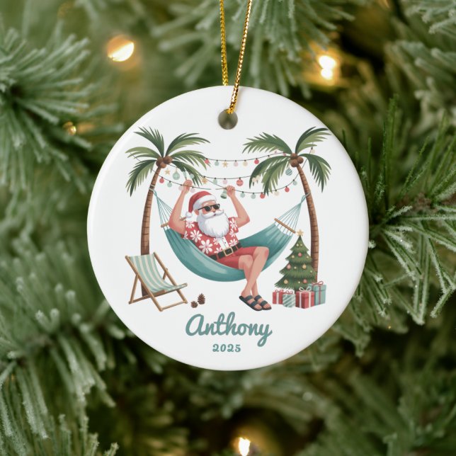 Tropical Santa Christmas Ceramic Tree Decoration (Tree)