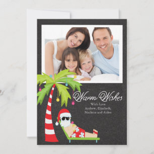 Tropical Santa Christmas Holiday Family Photo Card