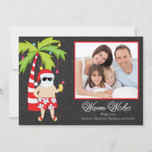 Tropical Santa Christmas Holiday Family Photo Card