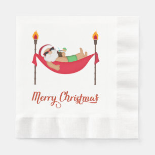 Tropical Santa Christmas Paper Napkins