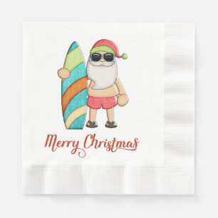 Tropical Santa Christmas Paper Napkins
