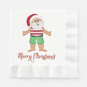 Tropical Santa Christmas Paper Napkins