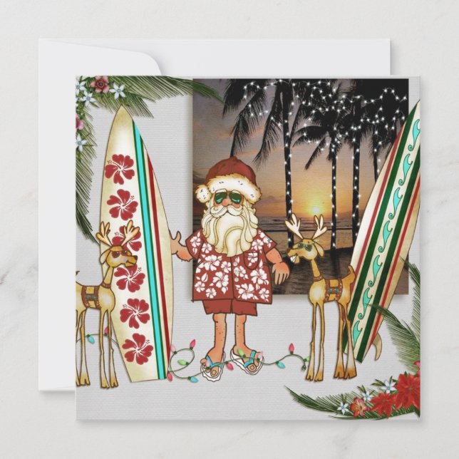 Tropical Santa Christmas Party Invitation (Front)