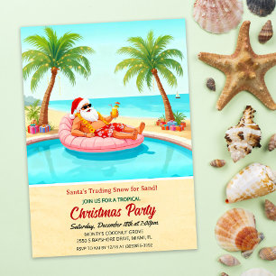 Tropical Santa Christmas Pool Party Invitation