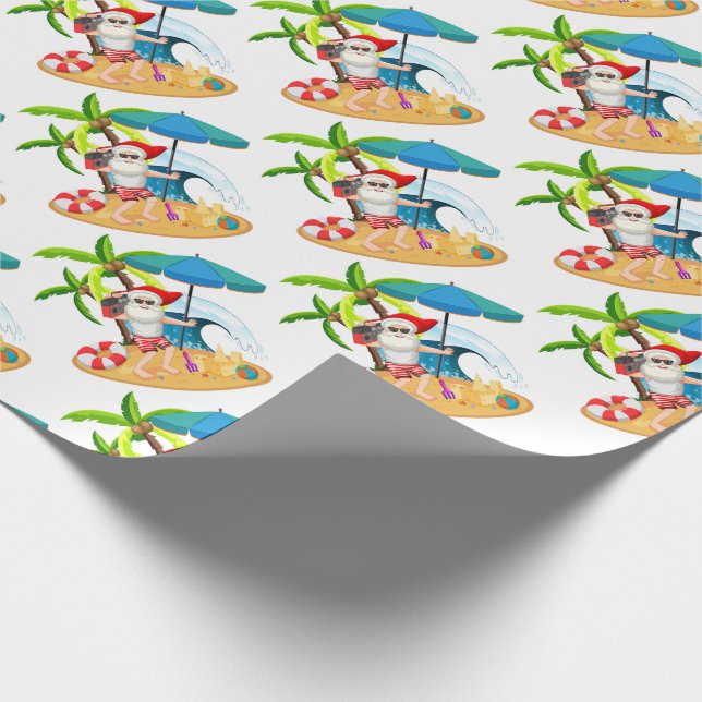 Tropical Santa Christmas Wrapping Paper (Corner)