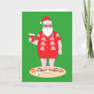 Tropical Santa Claus Holiday Card