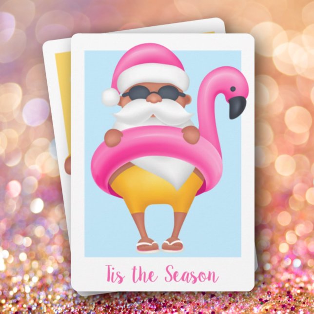 Tropical Santa Flamingo Christmas Non-Photo Holiday Card (Creator Uploaded)