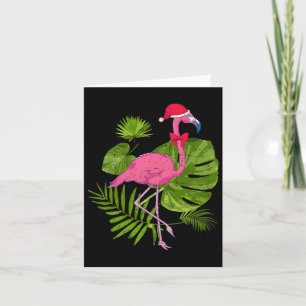 Tropical Santa Hat Flamingo Hawaii Summer Christma Card