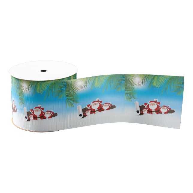 Tropical Santa ribbon Grosgrain Ribbon (Spool)