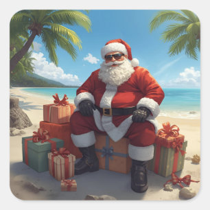Tropical Santa Sticker – Christmas on the Beach