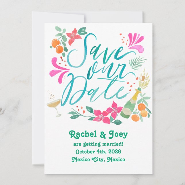 Tropical Save the Date Invitation (Front)