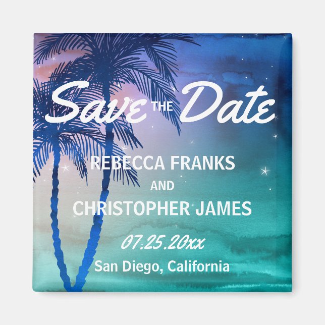 Tropical Save the Date Magnets | Palm Trees (Front)