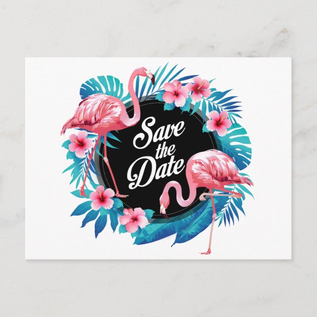 Tropical Save The Date Postcard (Front)