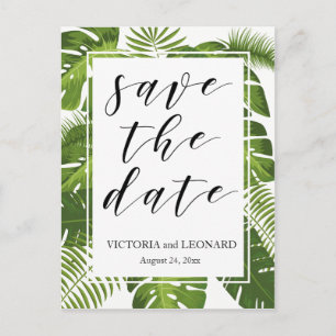 Tropical save the date Wedding postcard
