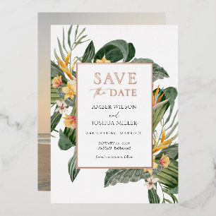Tropical Save the Date with Photo Foil Invitation