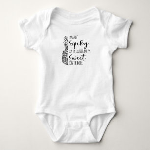 Tropical Saying Hawaii Pineapple Summer Vacation Baby Bodysuit