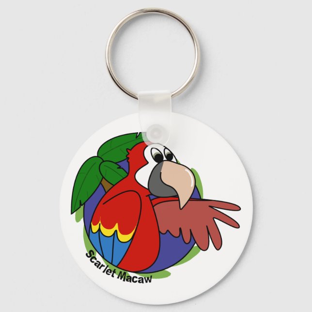 Tropical Scarlet Macaw Keychain (Front)