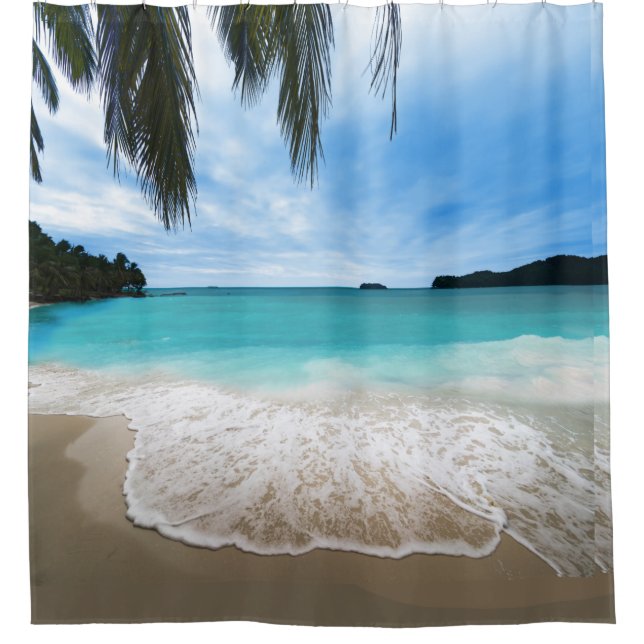 Tropical Scene Beach Shower Curtain (Front)