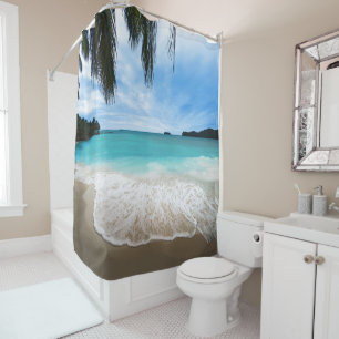 Tropical Scene Beach Themed Shower Curtain
