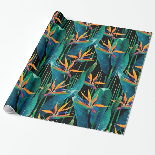Tropical Schefflera Leaves Imitating Flowers Wrapping Paper (Unrolled)