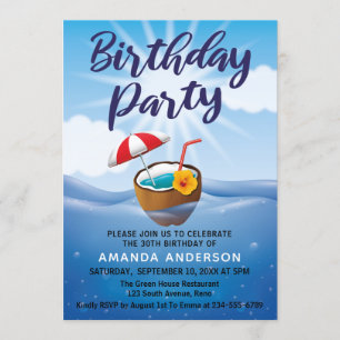 Tropical Sea 30th Birthday Party Invitation