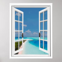 Tropical Sea and Blue sky Artificial Window View