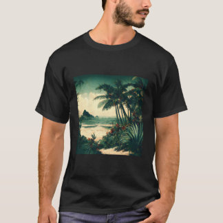 Tropical Sea Beach Palm Tree Ocean Wave Nature T-Shirt