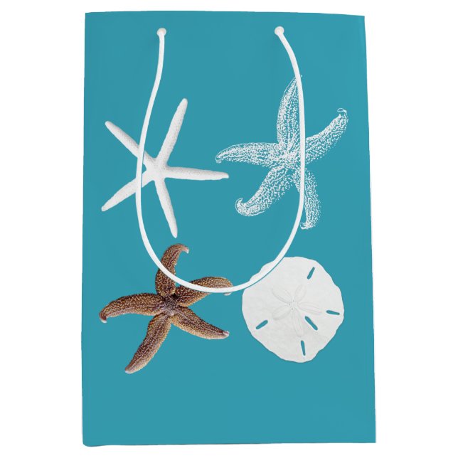 Tropical Sea Blue Sand Dollars Starfish Gift Bag (Front)