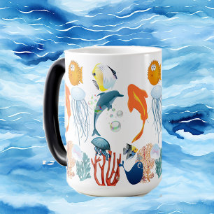 Tropical Sea Colourful Fish Marine Life Fun Kids  Magic Mug