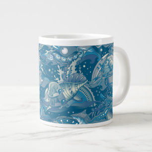 Tropical Sea Pattern Large Coffee Mug