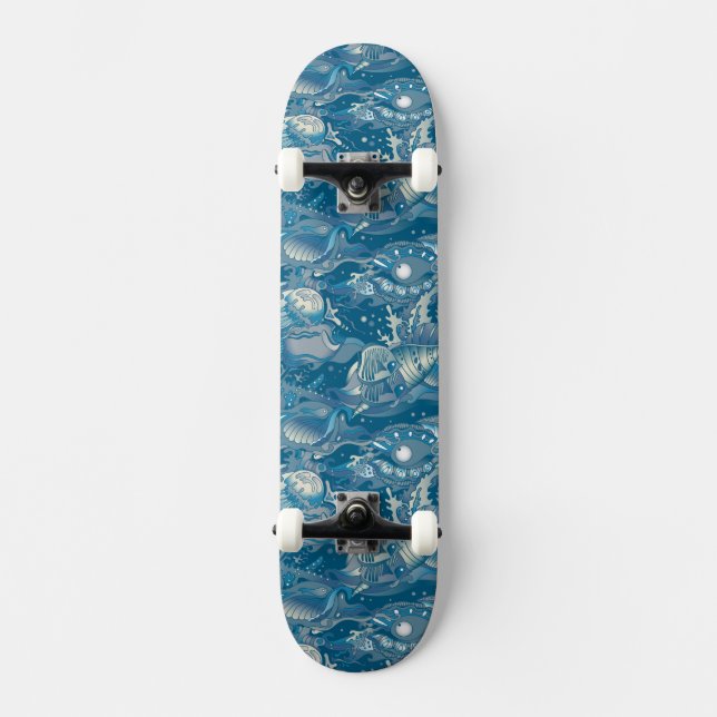 Tropical Sea Pattern Skateboard (Front)