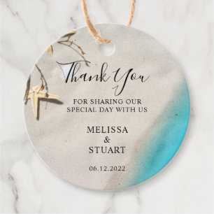 Tropical sea sand starfish beach Thank You wedding Favour Tags