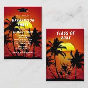 Tropical Sea Sunset Graduation Party Invitation